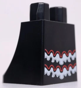 Lego Black Lower Body Legs Red and White Wavy Pattern - Picture 1 of 2