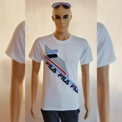 CAMISETA FILA AUTÉNTICA HOMBRE CUELLO REDONDO MANGA CORTA BARRA RAYAS CON LOGO CRUZ 2XL  Foto 1 de 4