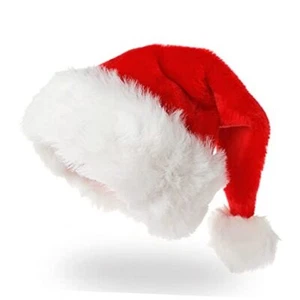 1PACK Christmas Santa Hat, Xmas Santa Claus Hat for Adults Kid Velvet Comfort - Picture 1 of 8