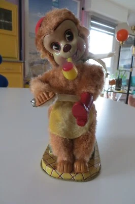 Jouet japonais ancien battery-operated toy années 50 " singe cireur " - Photo 1/4