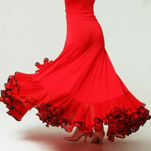 Mujeres Falda de Rumba Latina Salsa Flamenco Baile de Baile Vestido Moderno Tango Disfraz - Imagen 1 de 9