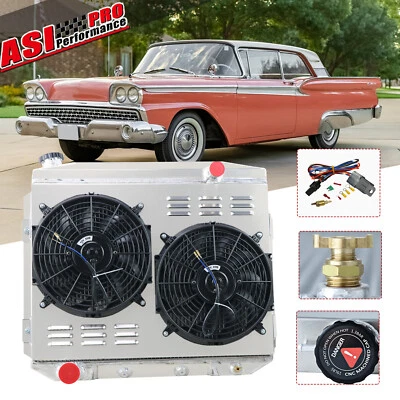 Ventilador de cubierta de radiador para Ford Fairlane Ranchero/Mercury Edsel V8 1957-1959 4 filas Foto 1 de 4