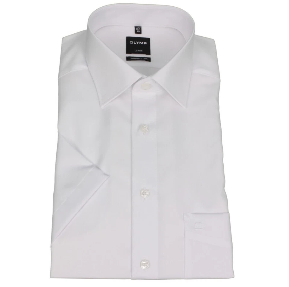 Olymp Camicia Uomo Manica Corta Luxor Modern Fit Bianca Unicolore 030012 00 - Immagine 1 di 2