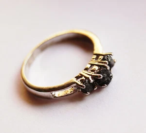 1,10 kt winziger schwarzer Rohdiamant Ring, schwarzer ungeschliffener Rohdiam... - Bild 1 von 5