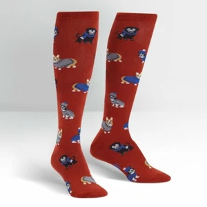 SOCK IT TO ME SWEATER WEATHER KNEE HIGH SOCKS ROLLER DERBY DISC GOLF CORGI PUG - Picture 1 of 2