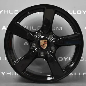 "LLANTAS DE ALEACIÓN NEGRAS BRILLANTES PORSCHE CAYMAN S 987 18" PULGADAS 5 RADIOS X4 CAYMAN - Imagen 1 de 4