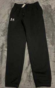 LARGE Under Armour Men's Essential Icon Fleece Joggers Black 1373882 - Picture 1 of 8