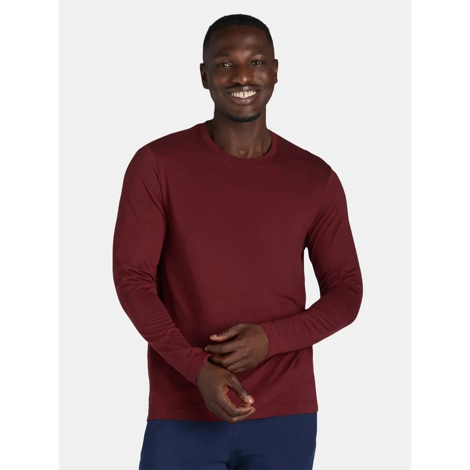 Athletic Works Men's Long Sleeve Tri Blend Tee 2XL Claret Color Moisture Wicking - Image 1 of 1