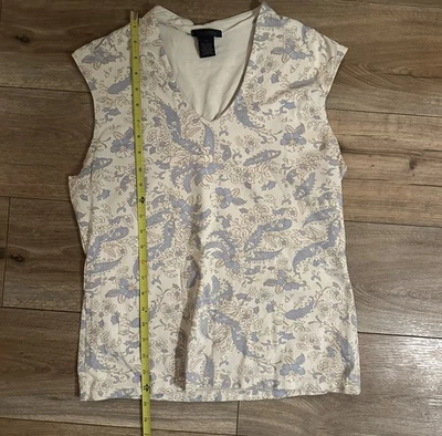 Camisa elástica The Limited para mujer XL blanca/azul sin mangas  Foto 1 de 3