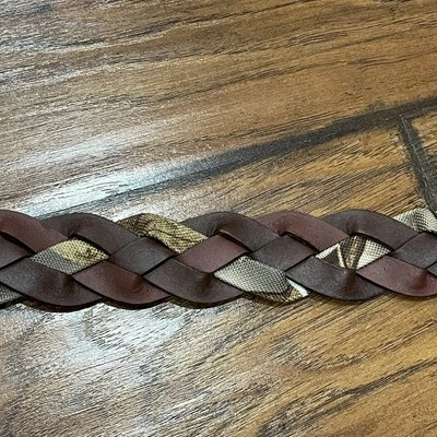 Cinturón de cuero trenzado para hombre XL 40 mezcla de piel de serpiente marrón informal caza al aire libre Foto 1 de 4