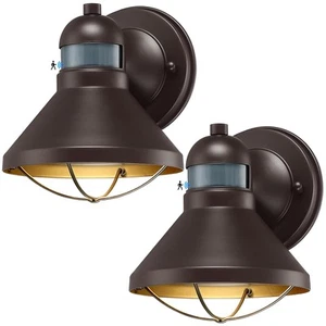 2 Pack Motion Sensor Outdoor LED Wall Sconce Dusk to Dawn Exterior Barn Light... - Picture 1 of 7