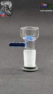 14mm Male Slide Tobacco Bowl Glass Snowflake for Water Pipes - Snowflake Blue - Picture 1 of 4