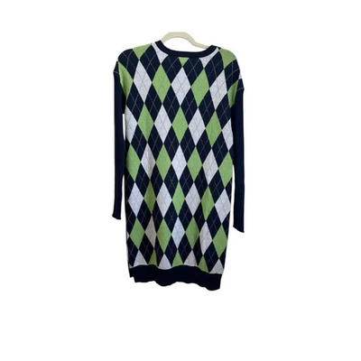ModCloth Sweater Dress, Womens size medium Argyle Blue Green Preppy Classic - Image 1 of 4
