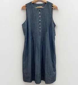 Sonoma Blue Chambray Dress XL Sleeveless Cotton Button Pintuck Prairie House NWT - Picture 1 of 11