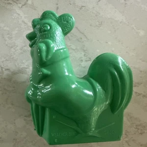 Banco de monedas de juguete publicitario vintage Weatherbird zapatos gallo pollo verde años 50 - Imagen 1 de 7