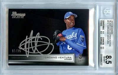 2013 年 Bowman 黑色系列亲笔签名 Yordano Ventura /25 BGS 8.5 - 皇家 — 第 1/2 张图片