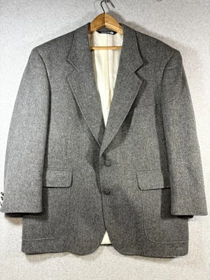 John Alexander Blazer Mens Gray Wool Made in USA Hartmarx 42 Vintage Academia - Image 1 of 4