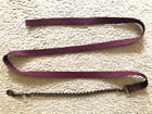 Płaska nylonowa lina prowadząca dla koni z mosiężnym łańcuszkiem 16" - bordowa