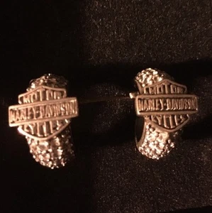 Nuevo en caja pendientes de plata esterlina pesados de diamantes Thierry Martino para mujer Harley Davidson - Imagen 1 de 11