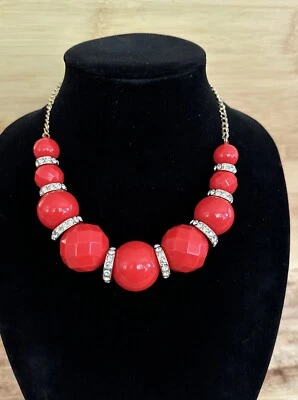 KATE SPADE RARE MOD SQUAD STATEMENT NECKLACE SHORT Red MODERN Gold Tone - Image 1 of 4