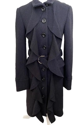 DVF Diane Von Furstenberg MILLITETTE Abrigo Azul Marino Espiga Mezcla Lana Talla 2 Foto 1 de 3