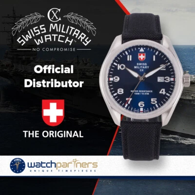 CX Swiss Military MIRAGE Pilot Watch Swiss Quartz Date 10ATM Blue Dial 2857 - image 1 of 4