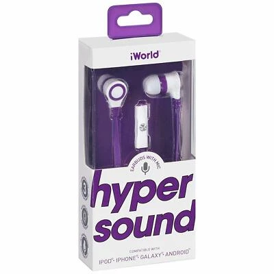 Auriculares estéreo iWorld Hyper Sound con micrófono 1 teléfono inteligente púrpura rosa rojo Foto 1 de 4