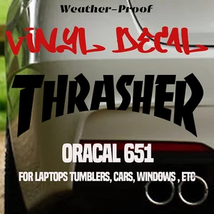 🌟 THRASHER Vinyl Decals – Weatherproof & High Quality - BLACK MATTE - Picture 1 of 1
