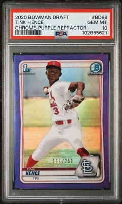 TINK HENCE 2020 Bowman Chrome Draft Purple Refractors #/250 PSA 10 *POP 10* - Image 1 of 2