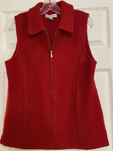 Chaleco para mujer Coldwater Creek, cremallera completa, cuello, rojo, talla mediana, lana - Leer - Imagen 1 de 4