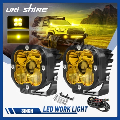 Par de luzes de trabalho LED âmbar laser 3 polegadas combo cápsulas de neblina para Ford F150 F250 Pickup - Imagem 1 de 4