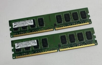 4GB Kit (2 x 2GB) Micron MT16HTF25664AY-800J1 PC2-6400U DDR2 Computer Memory RAM - Image 1 of 3