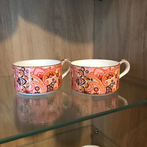 T2 set of 2 cups pink orange ornate LIKE NEW - Picture 1 of 4