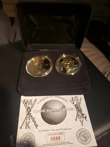 Mark Mcgwire And Sammy Sosa 24 Karat Gold Overlay Coins Encased - Picture 1 of 9