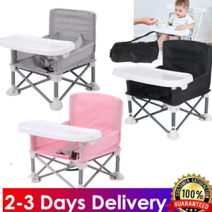 Baby Travel Booster Seat with Tray Toddler Portable Folding Chair Indoor Outdoor - Picture 1 of 16