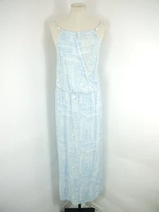 Maxi Vestido Heidi Klein Blanco Azul Estampado Sin Mangas Reunido Verano Talla S - Imagen 1 de 8