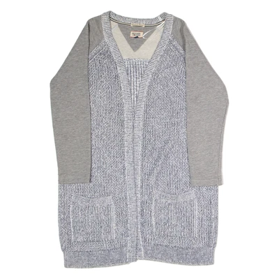HILFIGER DENIM Wrap Womens Patterned Cardigan Blue V-Neck Chunky Knit M — 第 1/4 张图片