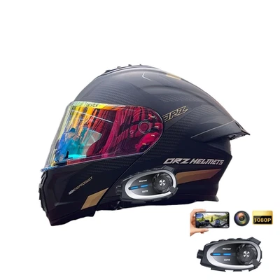 DOT Bluetooth Motorcycle Helmet Action Camera Recorder Helmet Headset Intercom - Image 1 of 4
