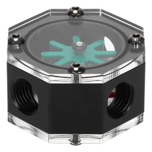 Water Meter Transparent Acrylic Octagonal Metal Computer WaterCooled Rhe FY - Afbeelding 1 van 22