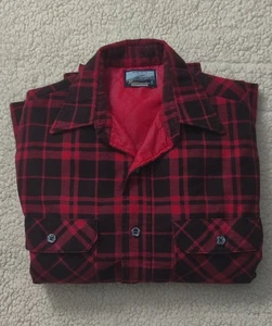 Vtg Fieldmaster Quilt Lined Flannel Jacket Shirt Made In USA Mens Med 15-15.5 - Picture 1 of 11