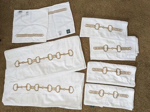 Rare Vtg Ralph Lauren Snaffle Bit White Luxury Thick Soft Towel Set Of 8 NEW - Picture 1 of 5