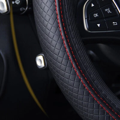 15"/38cm PU Leather Car Steering Wheel Cover Good Grip Cover For Car Accessories - Image 1 of 4