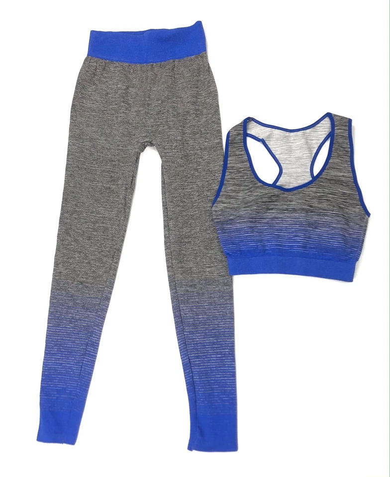 Conjunto deportivo de entrenamiento de 2 piezas para mujer + leggings yoga gimnasio correr - azul Foto 1 de 1