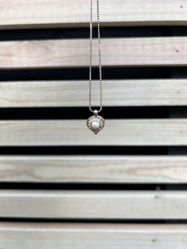 Collana Ciondolo Christian Dior Vintage Tono Oro Finta Perla e Cristallo