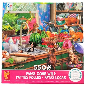 PAWS GONE WILD 550 Piece Jigsaw Puzzles from Ceaco Kitten Play Cats Posters NEW - Picture 1 of 6