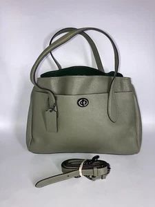 Coach Lora Carryall Handbag Pebble Leather Olive Green W/Strap Beautiful - Picture 1 of 22