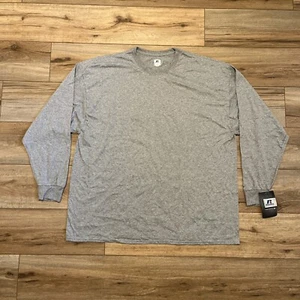 Russell Athletic Long Sleeve Blank T Shirt SZ 3XL Heather Gray Crew Neck NWT - Picture 1 of 10