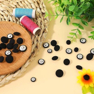 20x Black Satin Cloth Buttons DIY Sewing for Clothing Coat Shirt 10MM 15MM 20MM - Picture 1 of 6