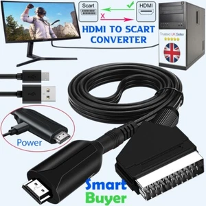 Portable HDMI to SCART Converter Cable Video Audio Adapter Lead 1M for HD TV DVD - Picture 1 of 6