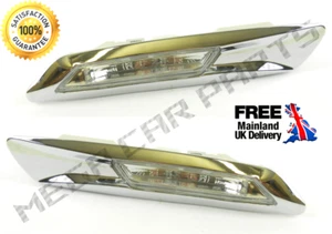 FOR BMW 5 SERIES F10 F11 2010-2012 PAIR WING SIDE LED INDICATORS REPEATER CHROME - Picture 1 of 3